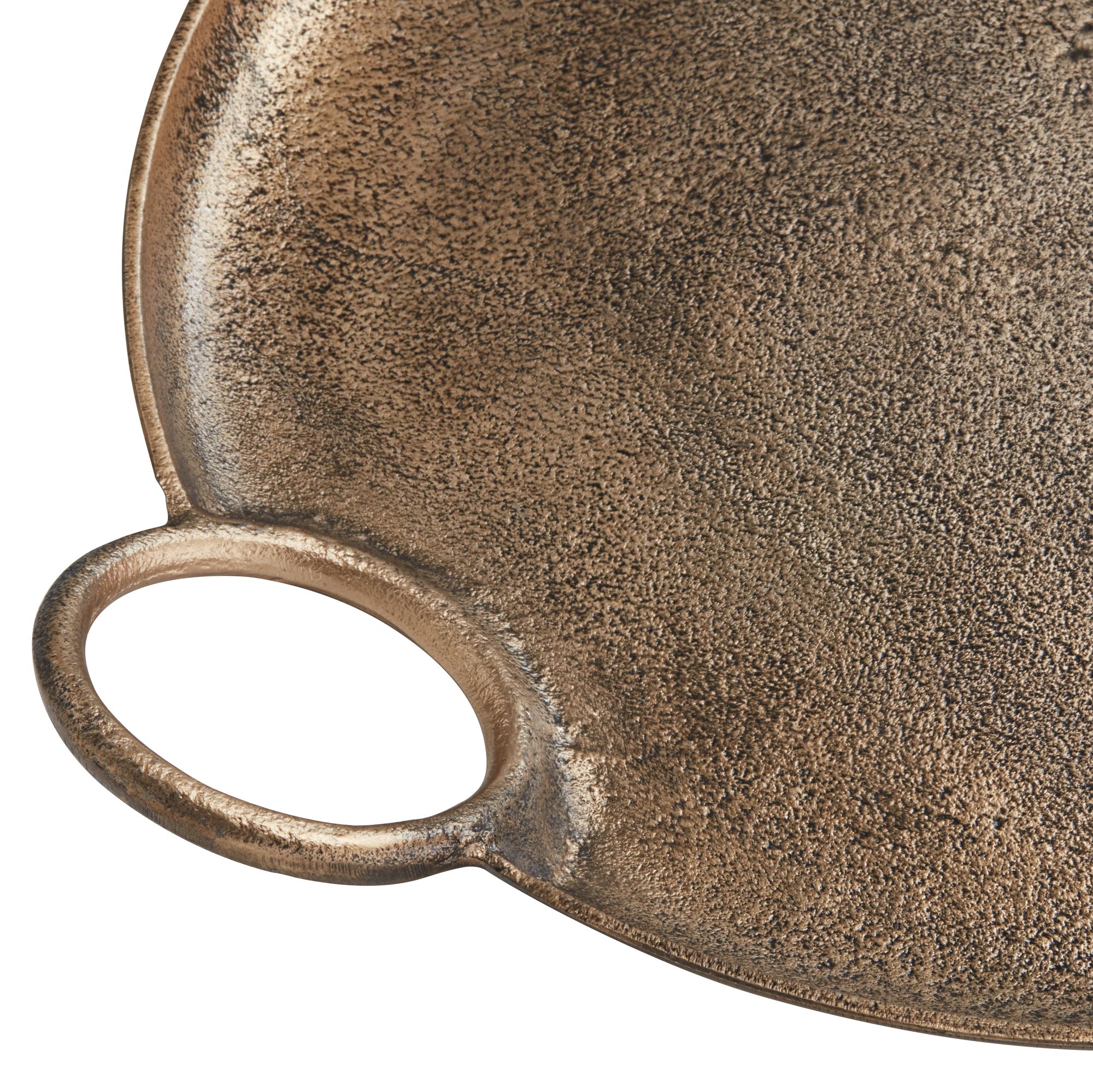 Image 3 Possini Euro Kada 16 3/4" Antique Gold Round Metal Tray with Handles more views