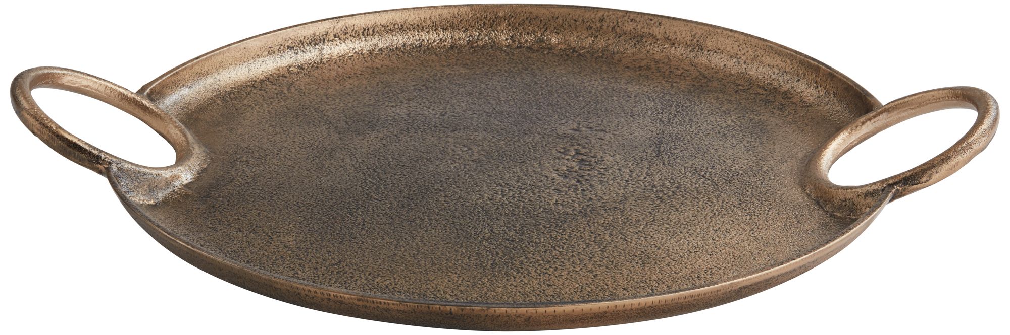 Image 4 Possini Euro Kada 16 3/4" Antique Gold Round Metal Tray with Handles more views
