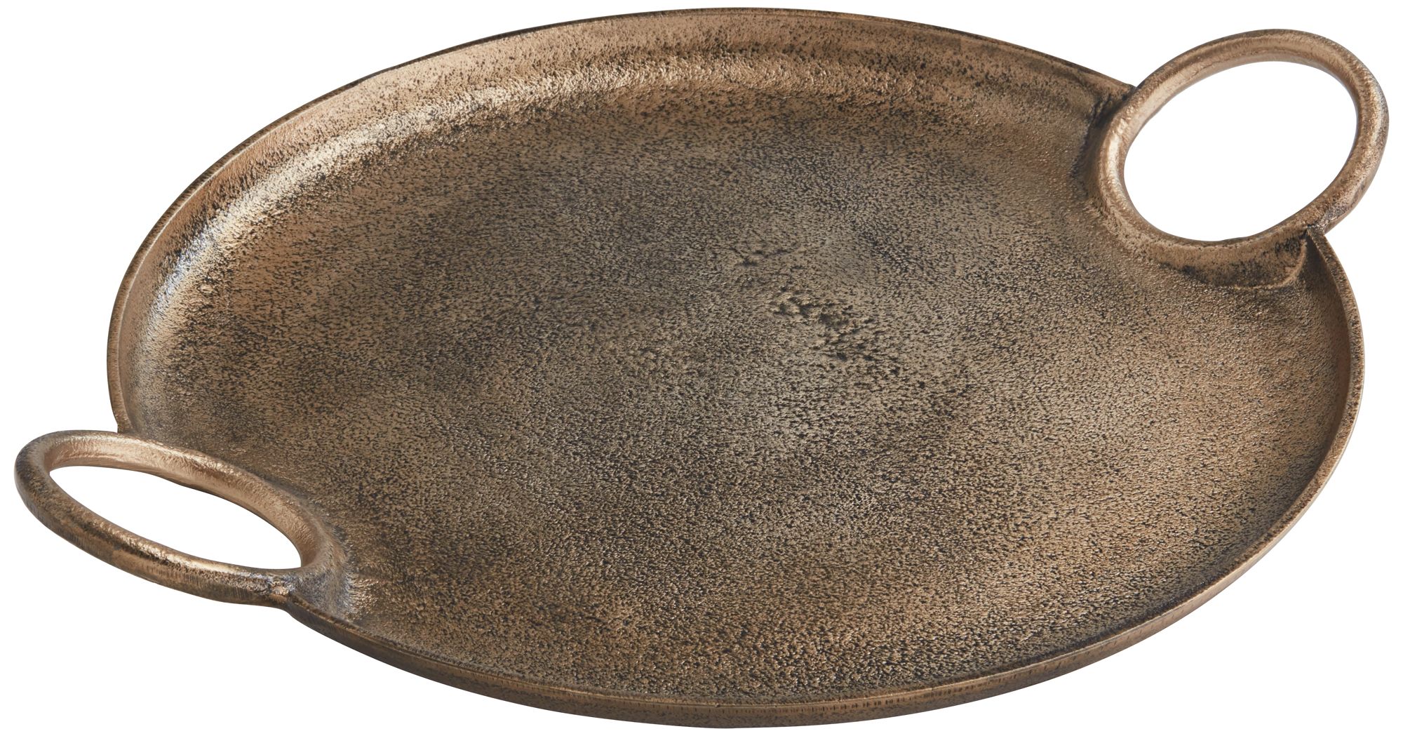 Image 5 Possini Euro Kada 16 3/4" Antique Gold Round Metal Tray with Handles more views