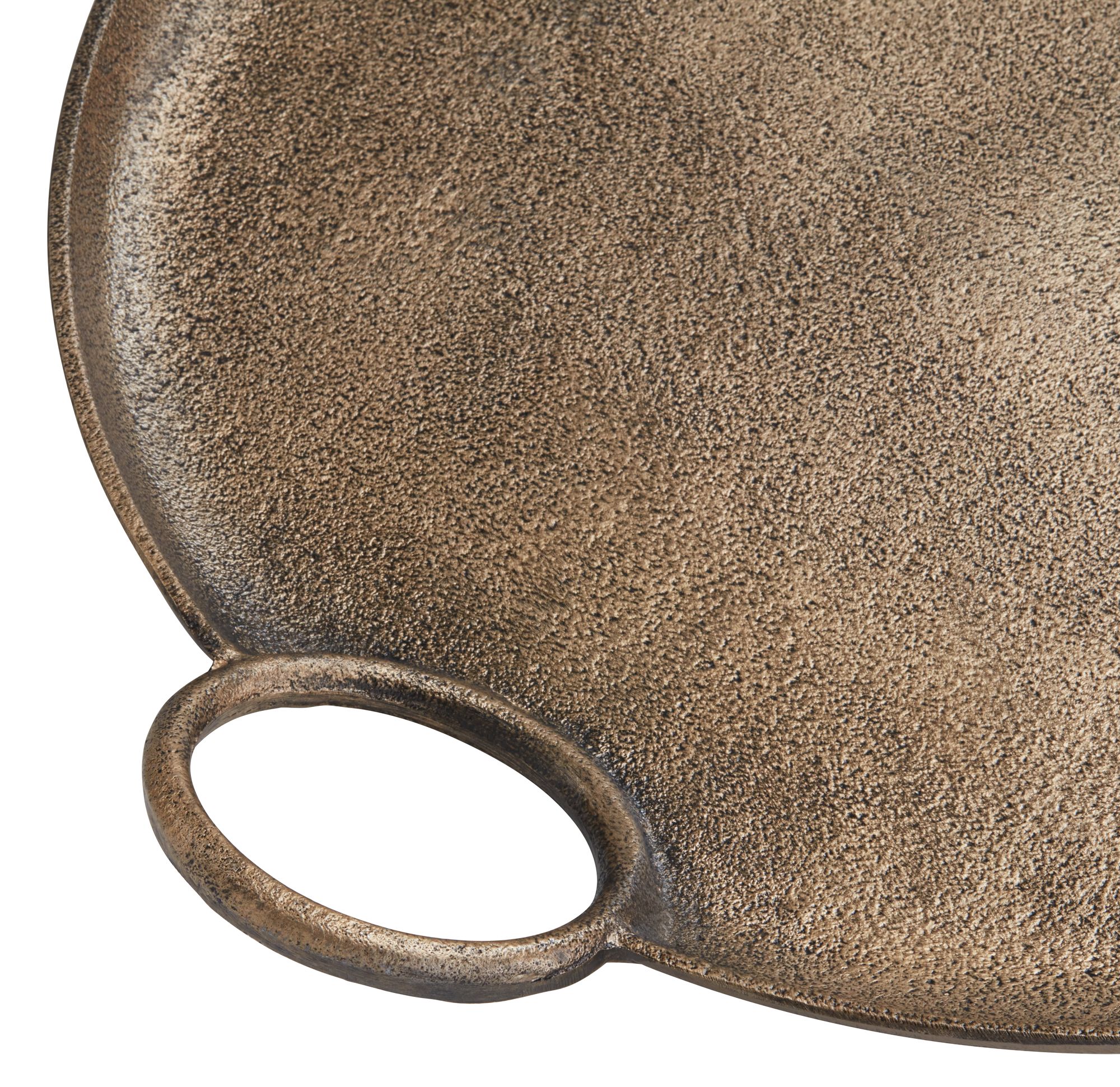 Image 2 Possini Euro Kada 20 1/4" Antique Gold Round Metal Tray with Handles more views