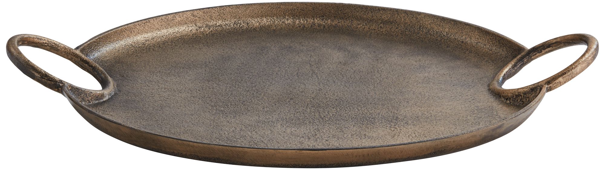 Image 3 Possini Euro Kada 20 1/4" Antique Gold Round Metal Tray with Handles more views