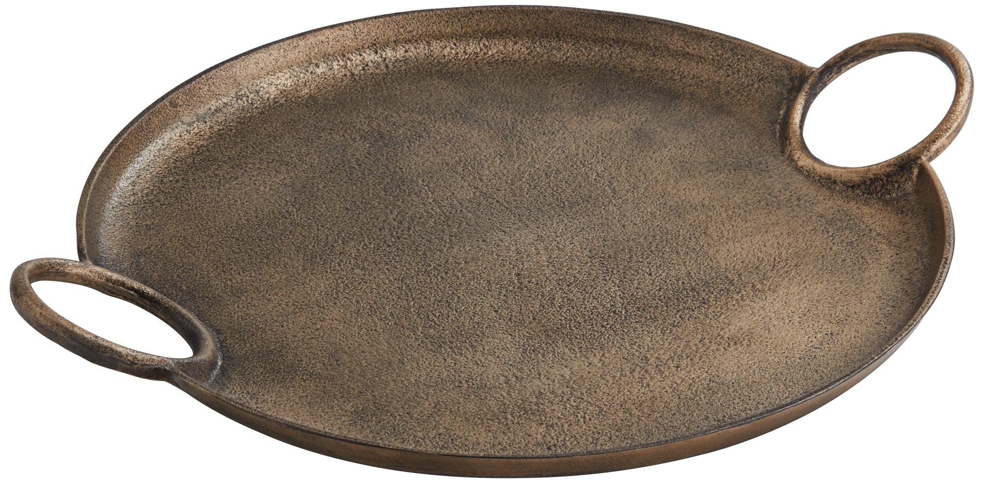 Image 4 Possini Euro Kada 20 1/4" Antique Gold Round Metal Tray with Handles more views