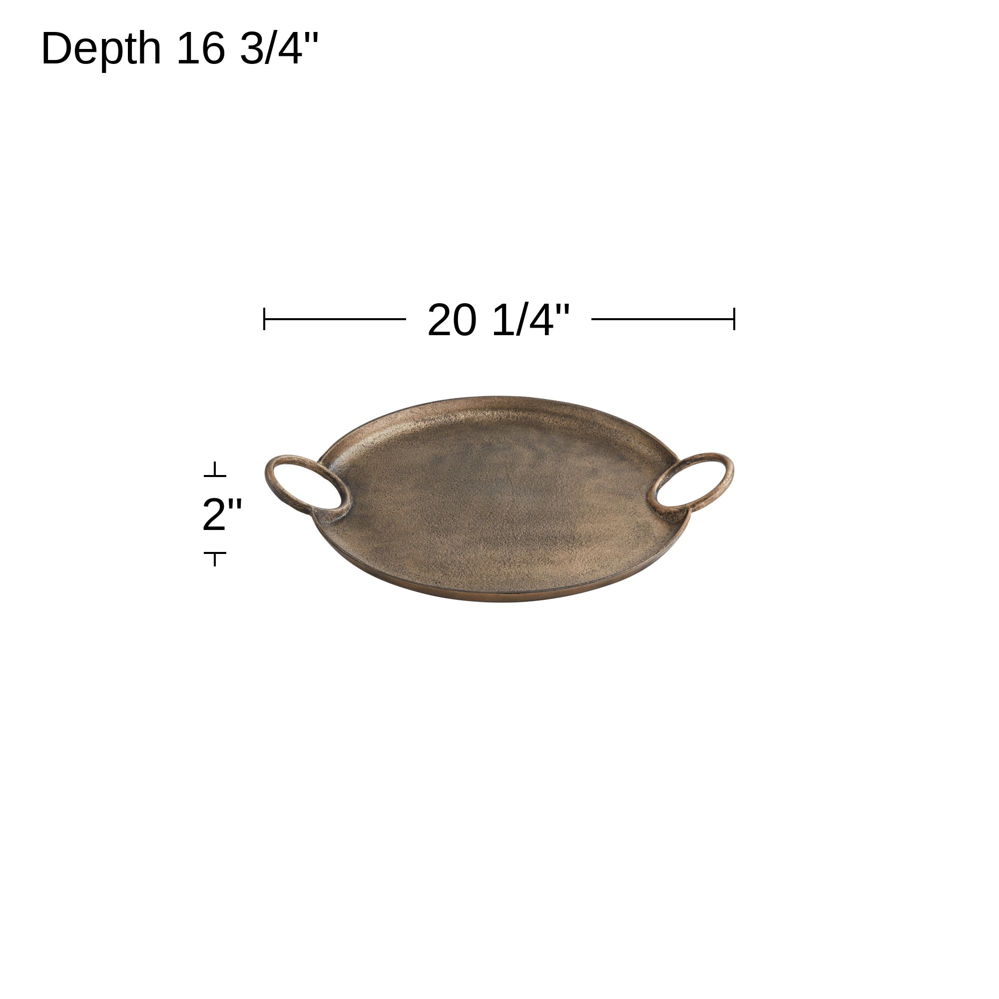 Image 6 Possini Euro Kada 20 1/4" Antique Gold Round Metal Tray with Handles more views