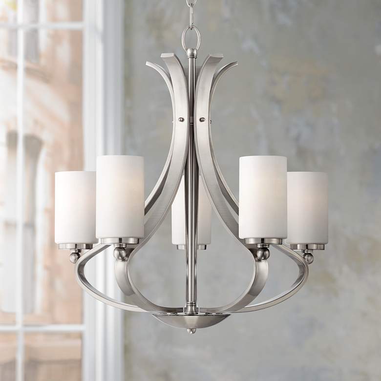 Image 1 Possini Euro Kadence 23 1/4 inch Wide 5-Light Nickel Chandelier