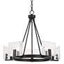 2_Possini Euro Kahai 22 1/4" Wide Black and Glass Panel Ring Chandelier