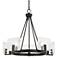 Possini Euro Kahai 22 1/4" Wide Black and Glass Panel Ring Chandelier