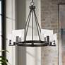 1_Possini Euro Kahai 22 1/4" Wide Black and Glass Panel Ring Chandelier