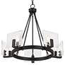 3_Possini Euro Kahai 22 1/4" Wide Black and Glass Panel Ring Chandelier more views