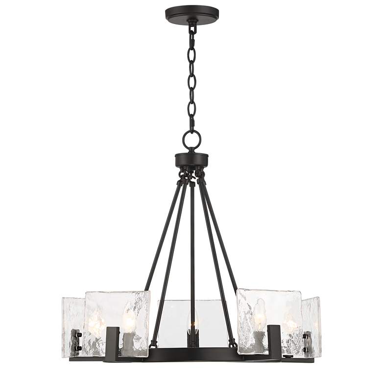 Image 7 Possini Euro Kahai 22 1/4" Wide Black and Glass Panel Ring Chandelier more views