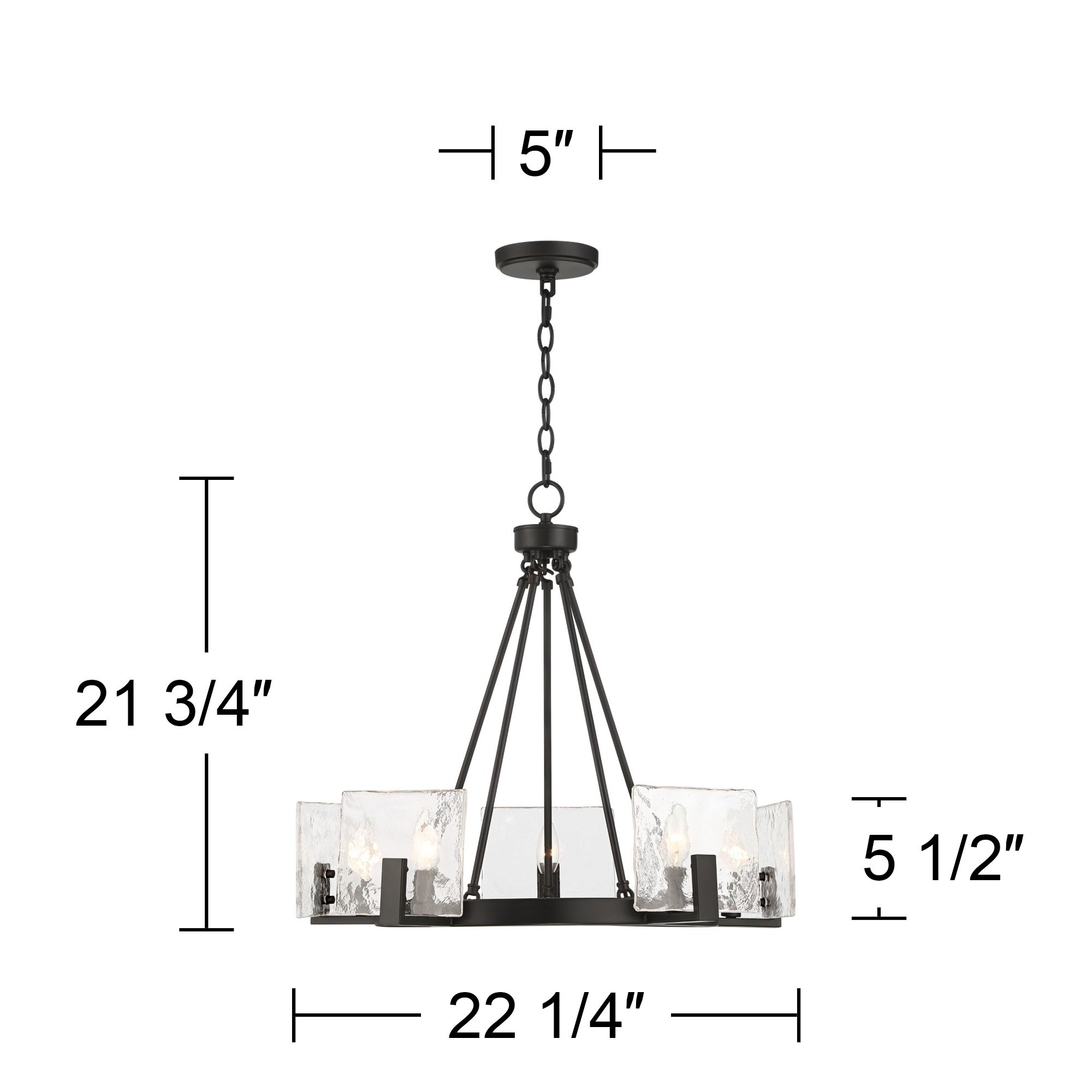 Possini Euro Kahai 22 1/4" Wide Black and Glass Panel Ring Chandelier