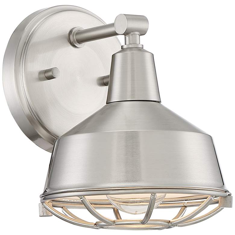 Image 1 Possini Euro Kaidan 15"H Brushed Nickel Cage Wall Sconce