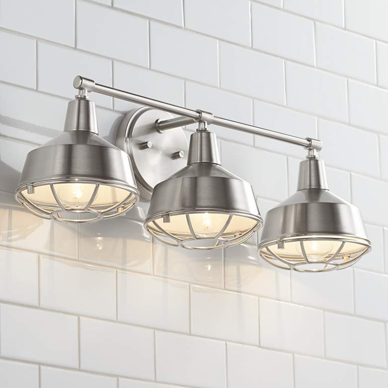 Image 1 Possini Euro Kaidan 25 3/4" Wide Brushed Nickel Bath Light