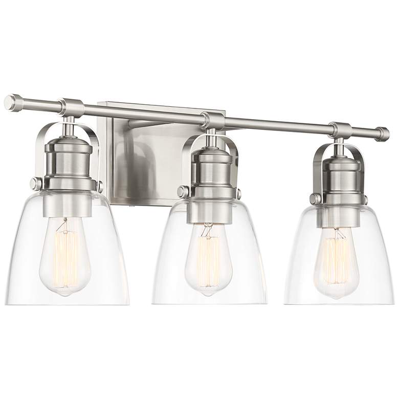 Image 5 Possini Euro Kalen 23 1/2 inch Wide 3-Light Brushed Nickel Bath Light more views