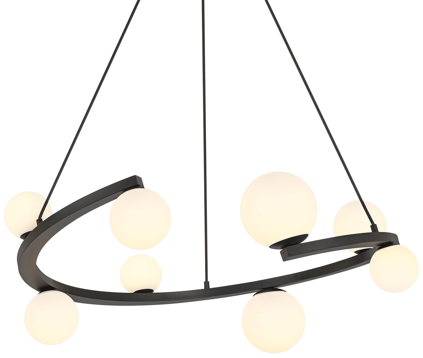 Image 2 Possini Euro Kaliyah 35 1/2"W Matte Black and Glass 8-Light Chandelier