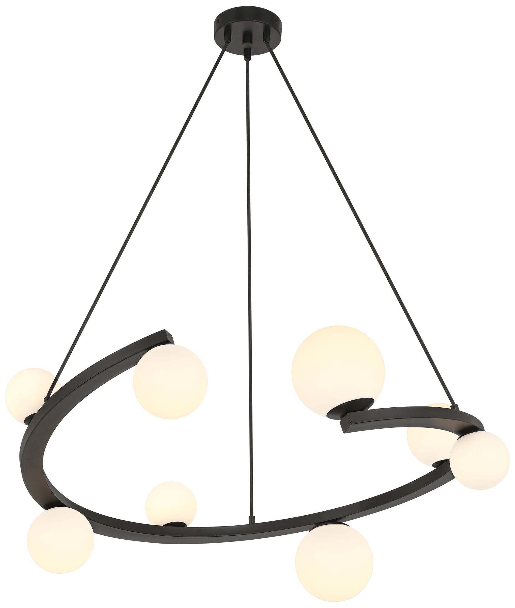 Possini Euro Kaliyah 35 1/2"W Matte Black and Glass 8-Light Chandelier