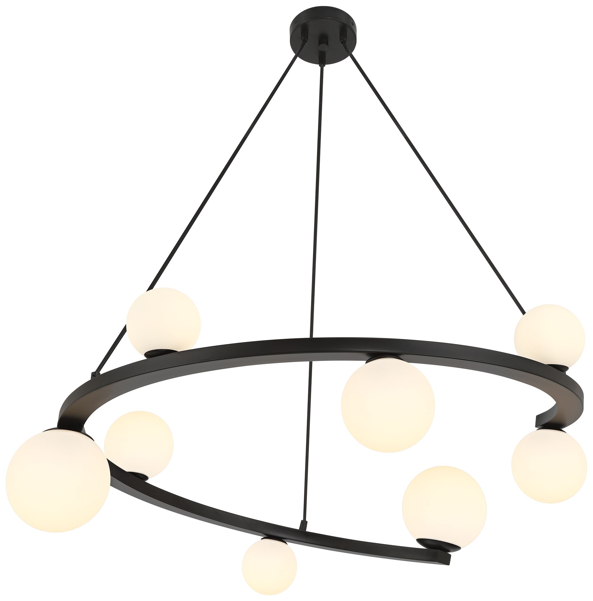 Possini Euro Kaliyah 35 1/2"W Matte Black and Glass 8-Light Chandelier