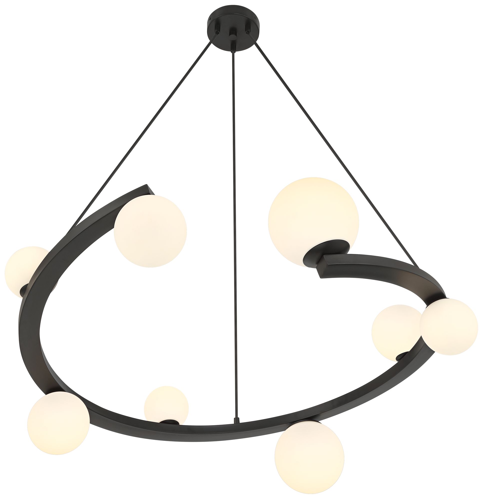 Possini Euro Kaliyah 35 1/2"W Matte Black and Glass 8-Light Chandelier