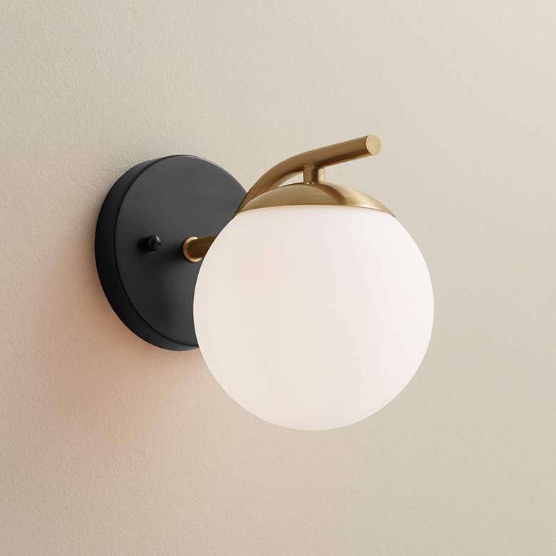 Image 1 Possini Euro Kamara 7 3/4" High Gold and Black Wall Sconce