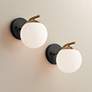 1_Possini Euro Kamara 7 3/4"H Gold and Black Wall Sconce Set of 2