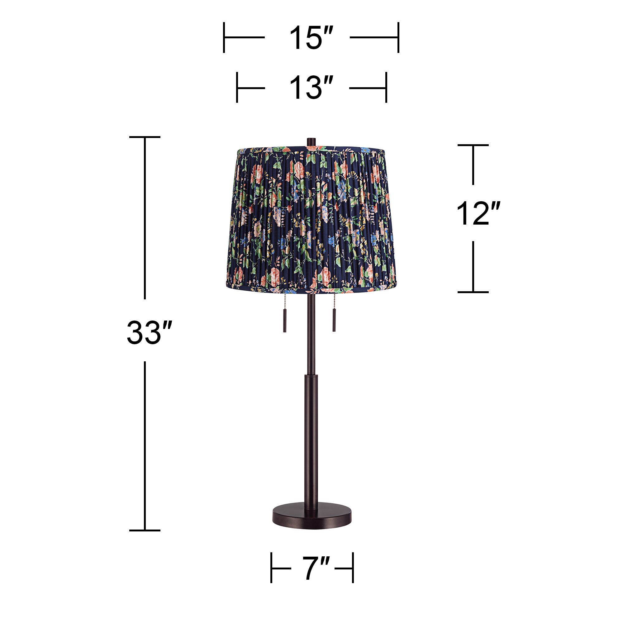 Image 5 Possini Euro Karina 33"H Bronze Buffet Table Lamp with Navy Blue Shade more views