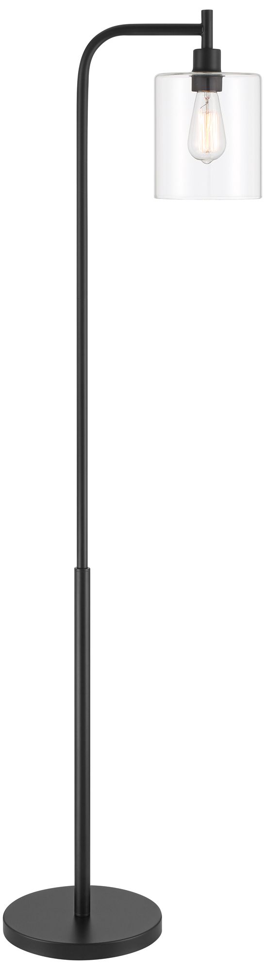 Image 3 Possini Euro Karis 62 1/2" Glass and Matte Black Downbridge Floor Lamp