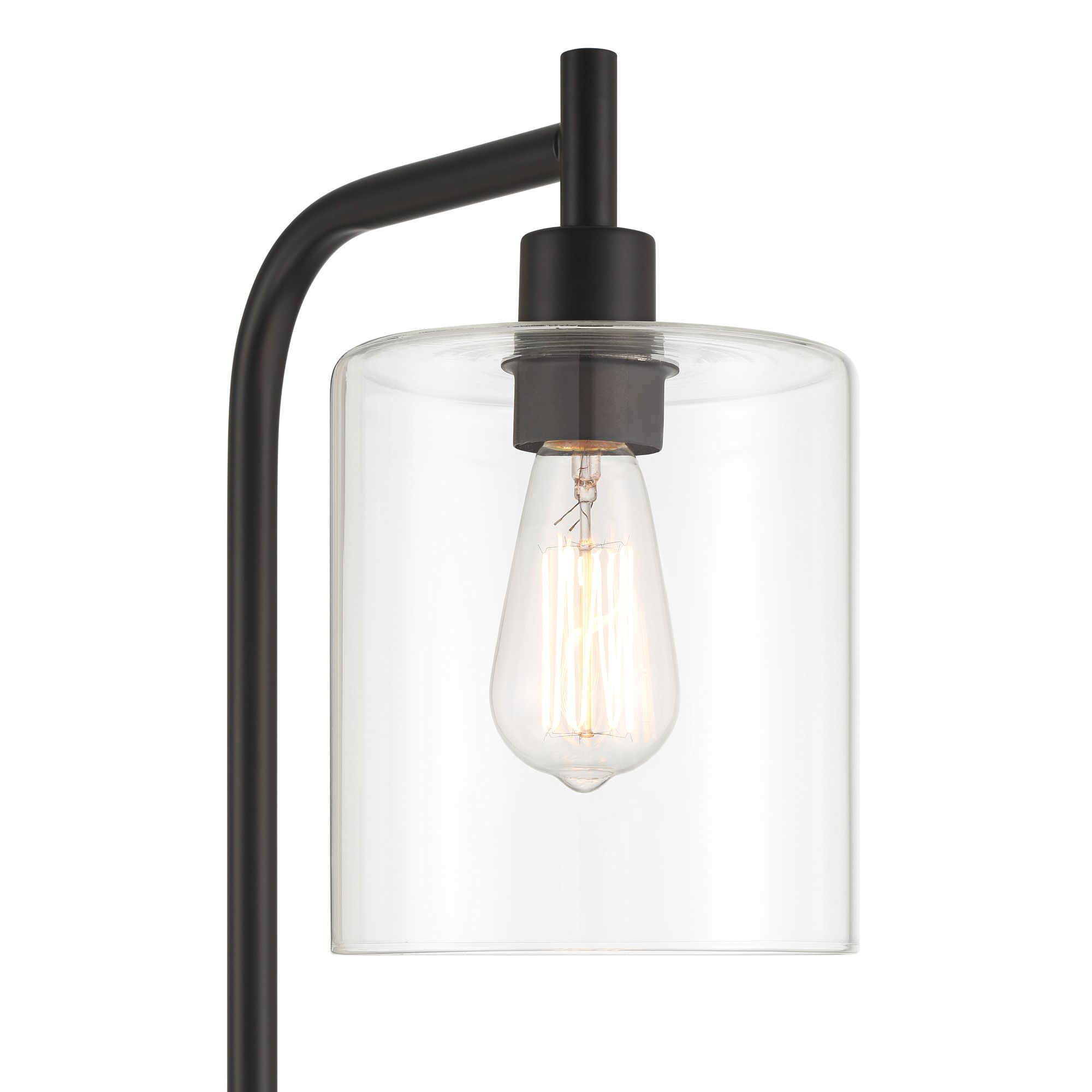 Image 4 Possini Euro Karis 62 1/2" Glass and Matte Black Downbridge Floor Lamp more views