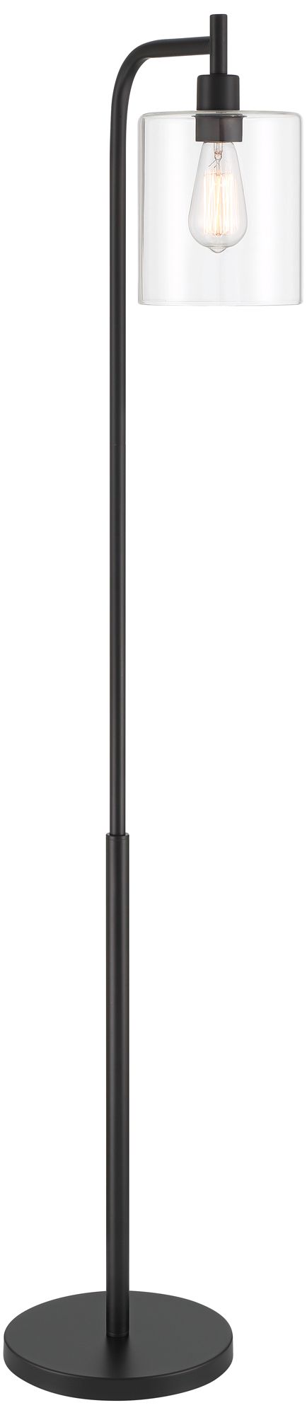 Image 7 Possini Euro Karis 62 1/2" Glass and Matte Black Downbridge Floor Lamp more views