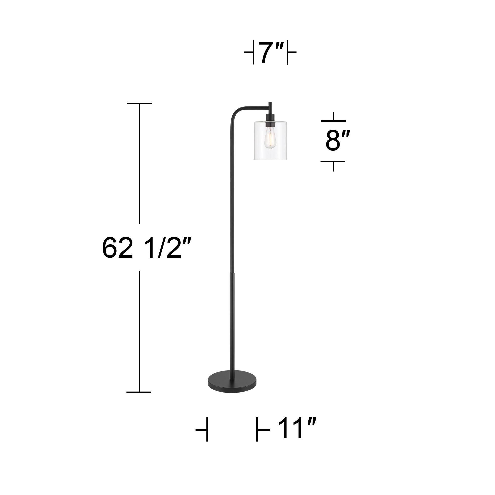 Possini Euro Karis 62 1/2" Glass and Matte Black Downbridge Floor Lamp in scene