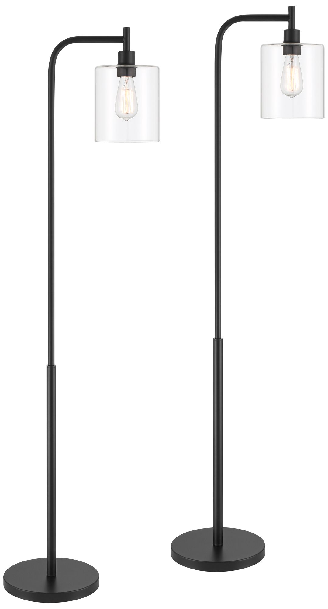 Image 2 Possini Euro Karis 62" Black and Glass Downbridge Floor Lamps Set of 2
