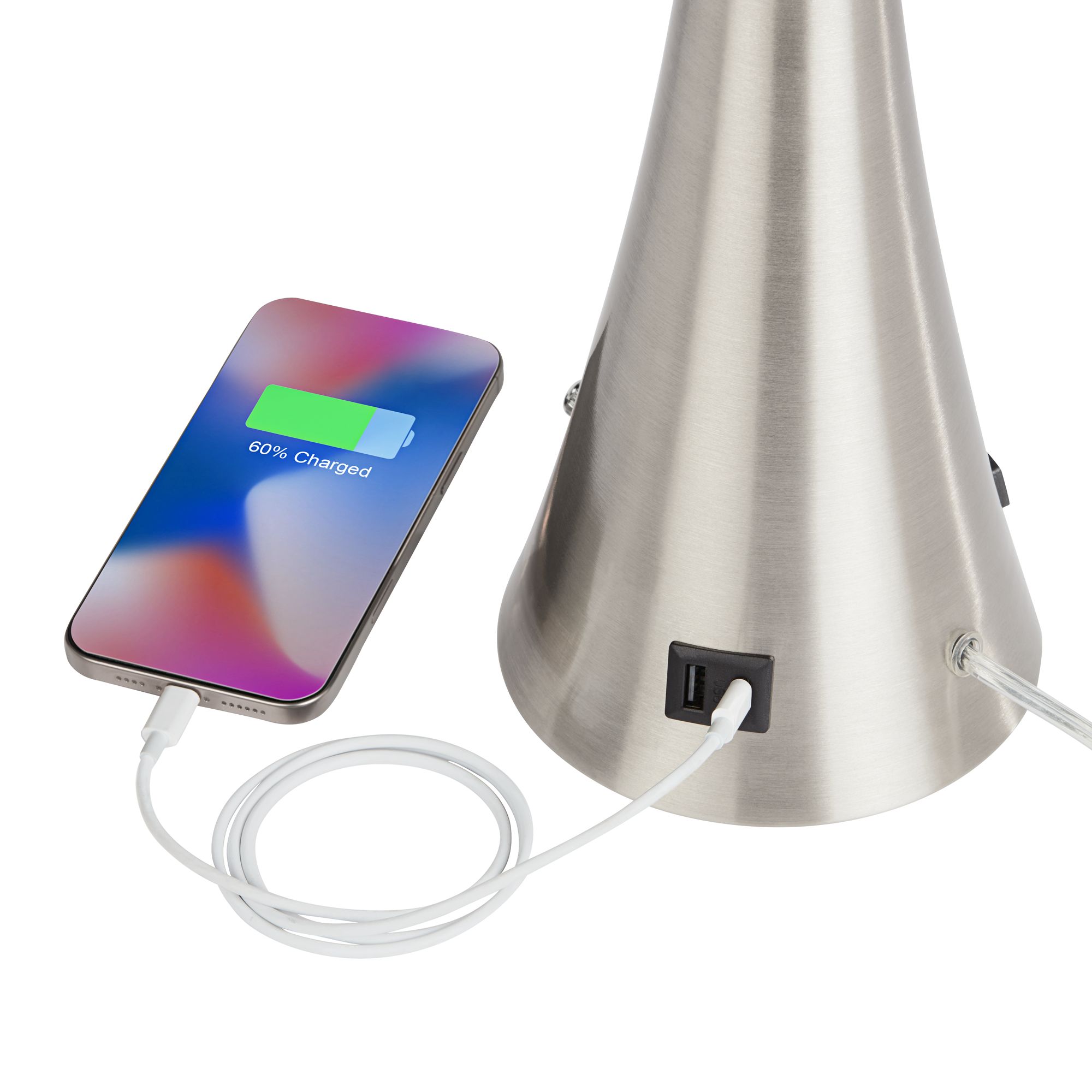 Image 5 Possini Euro Karl 23 1/2" Modern Nickel USB Lamps with Acrylic Risers more views