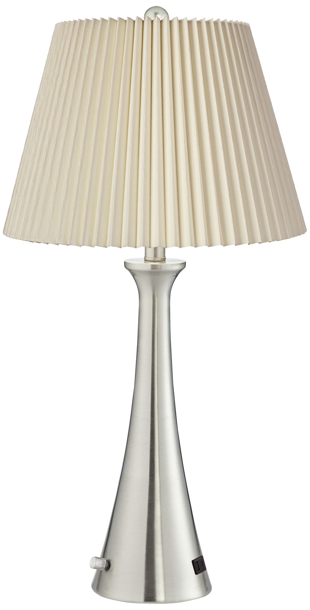 Image 6 Possini Euro Karl 27 1/2" Pleated Shades and Nickel USB Lamps Set of 2 more views