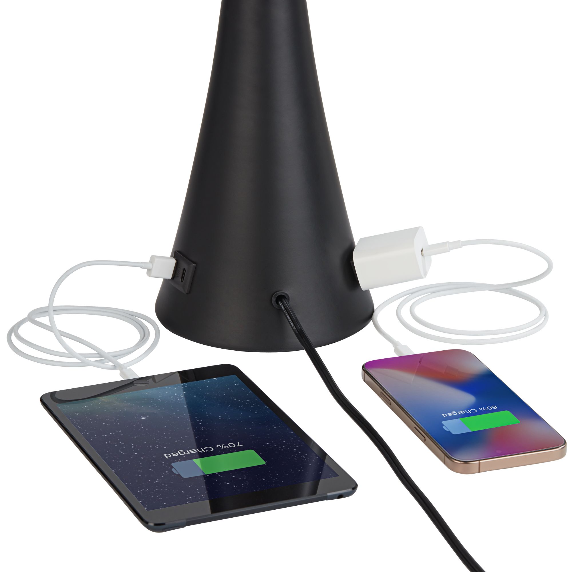 Image 3 Possini Euro Karl Modern Black Outlet and USB Table Lamps Set with Dimmers more views