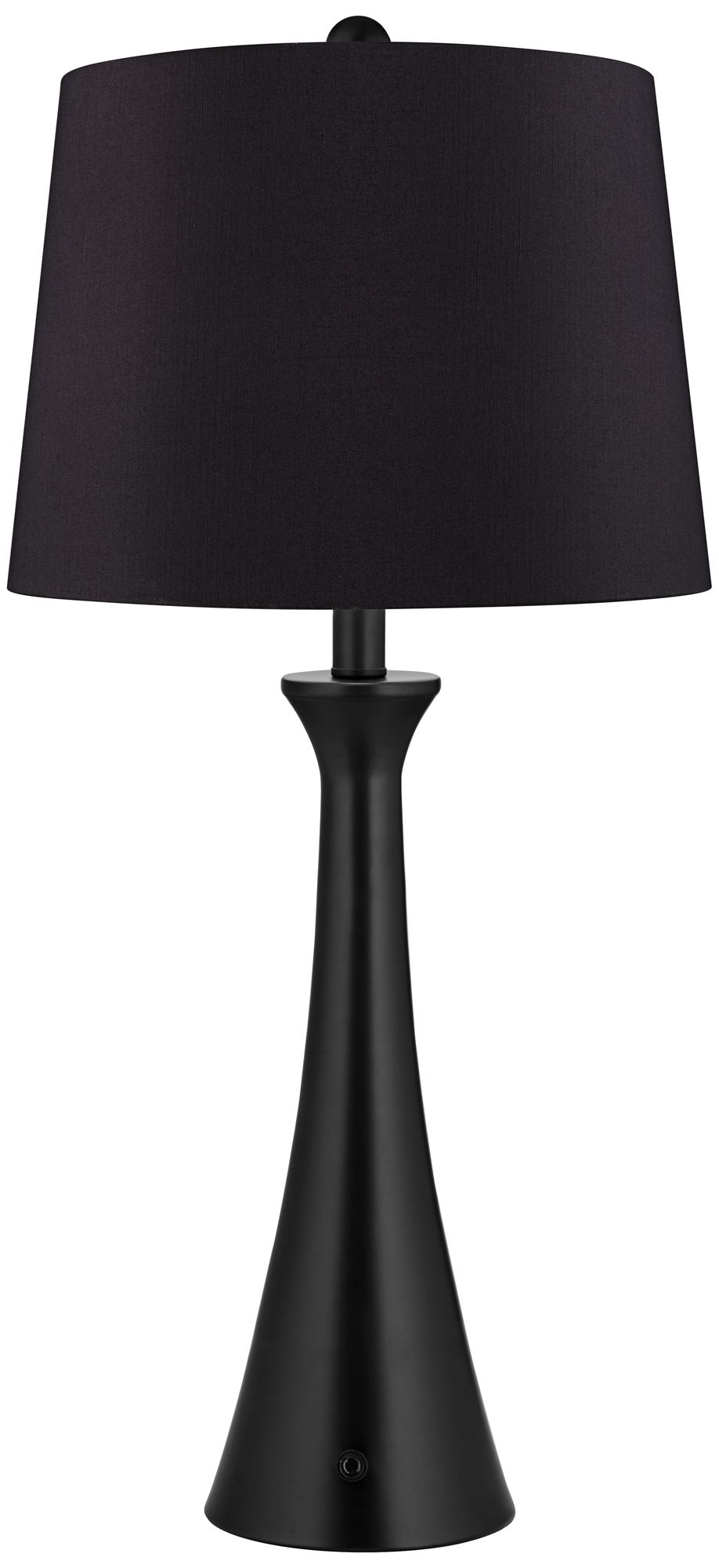 Possini Euro Karl Modern Black Outlet and USB Table Lamps Set with Dimmers