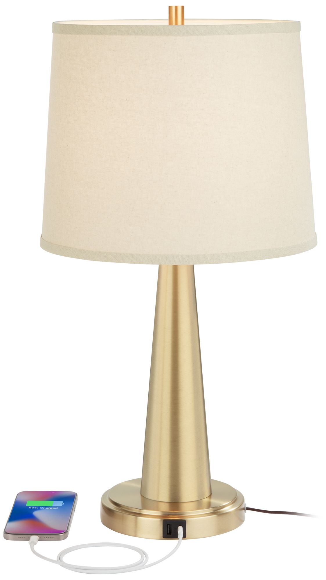 Image 3 Possini Euro Karla 25" Brass Finish Modern USB Table Lamps Set of 2 more views