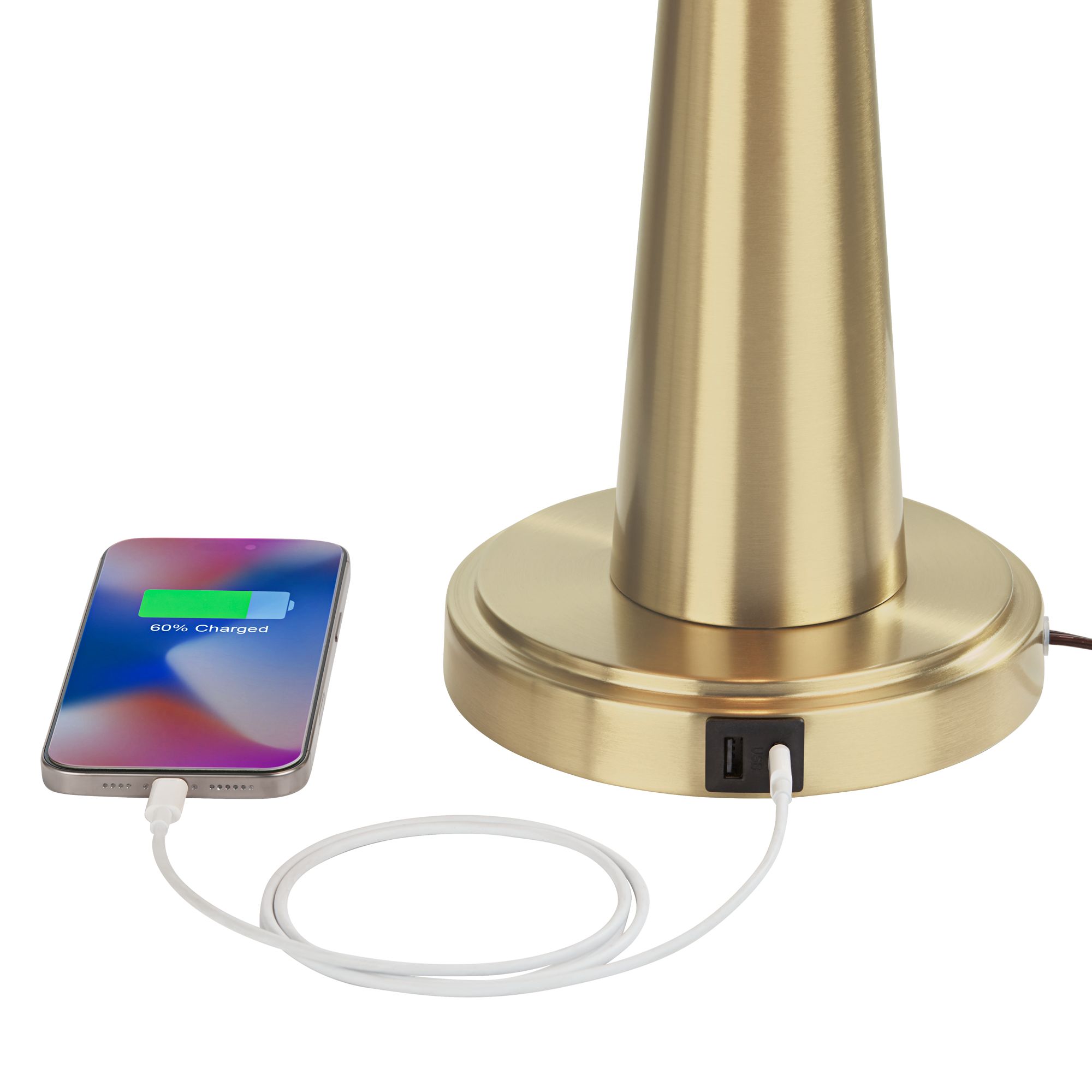 Image 4 Possini Euro Karla 25" Brass Finish Modern USB Table Lamps Set of 2 more views