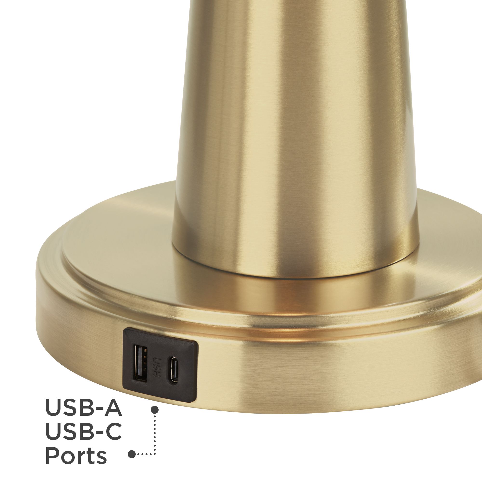 Image 5 Possini Euro Karla 25" Brass Finish Modern USB Table Lamps Set of 2 more views