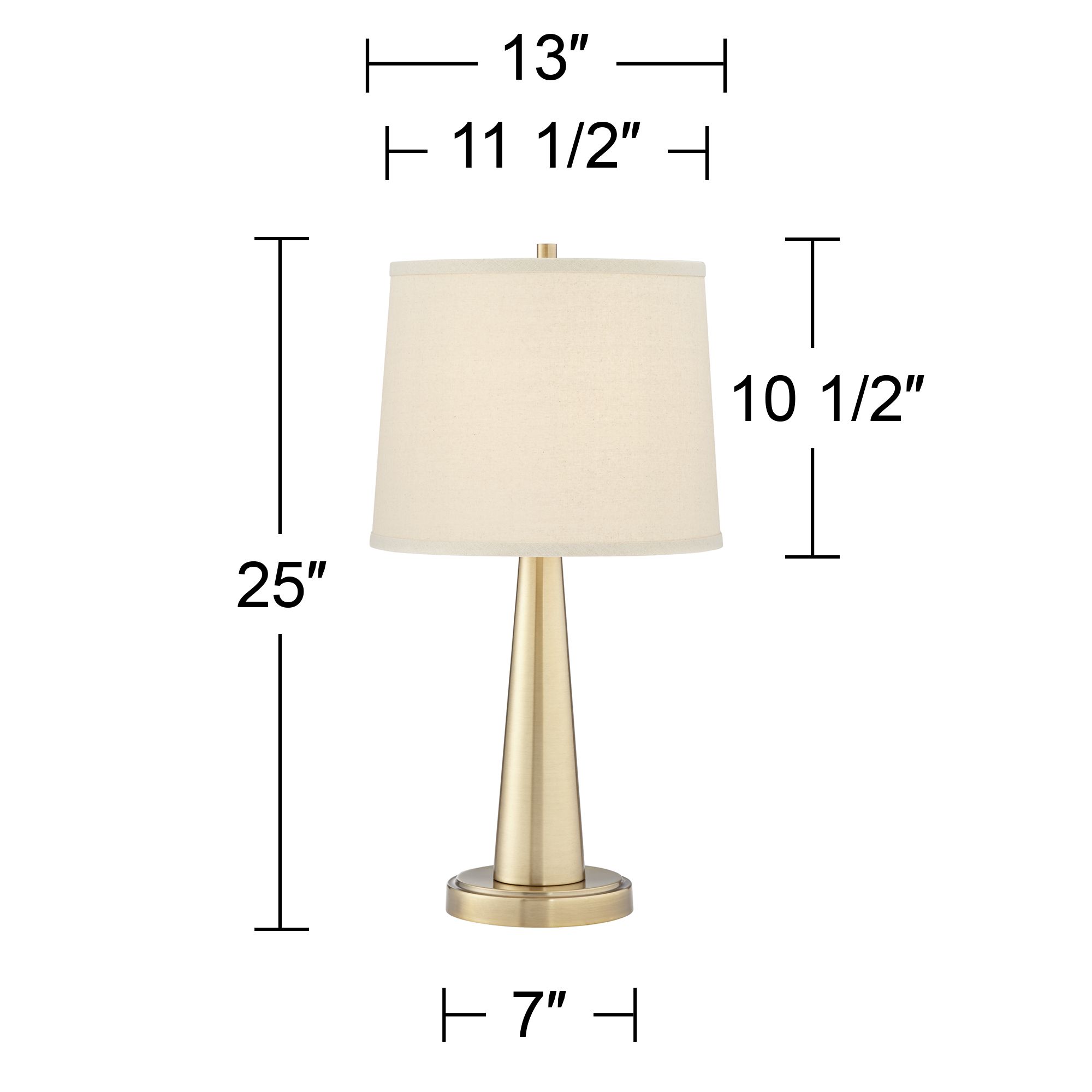 Possini Euro Karla 25" Brass Finish Modern USB Table Lamps Set of 2