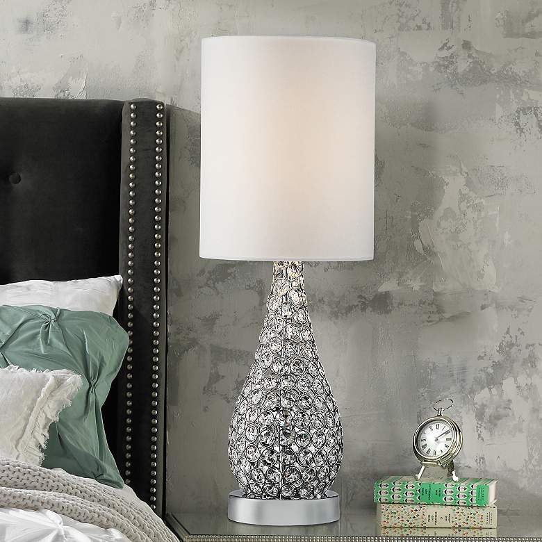 Image 1 Possini Euro Kasey 21" High Cylinder Shade Beaded Gourd Table Lamp