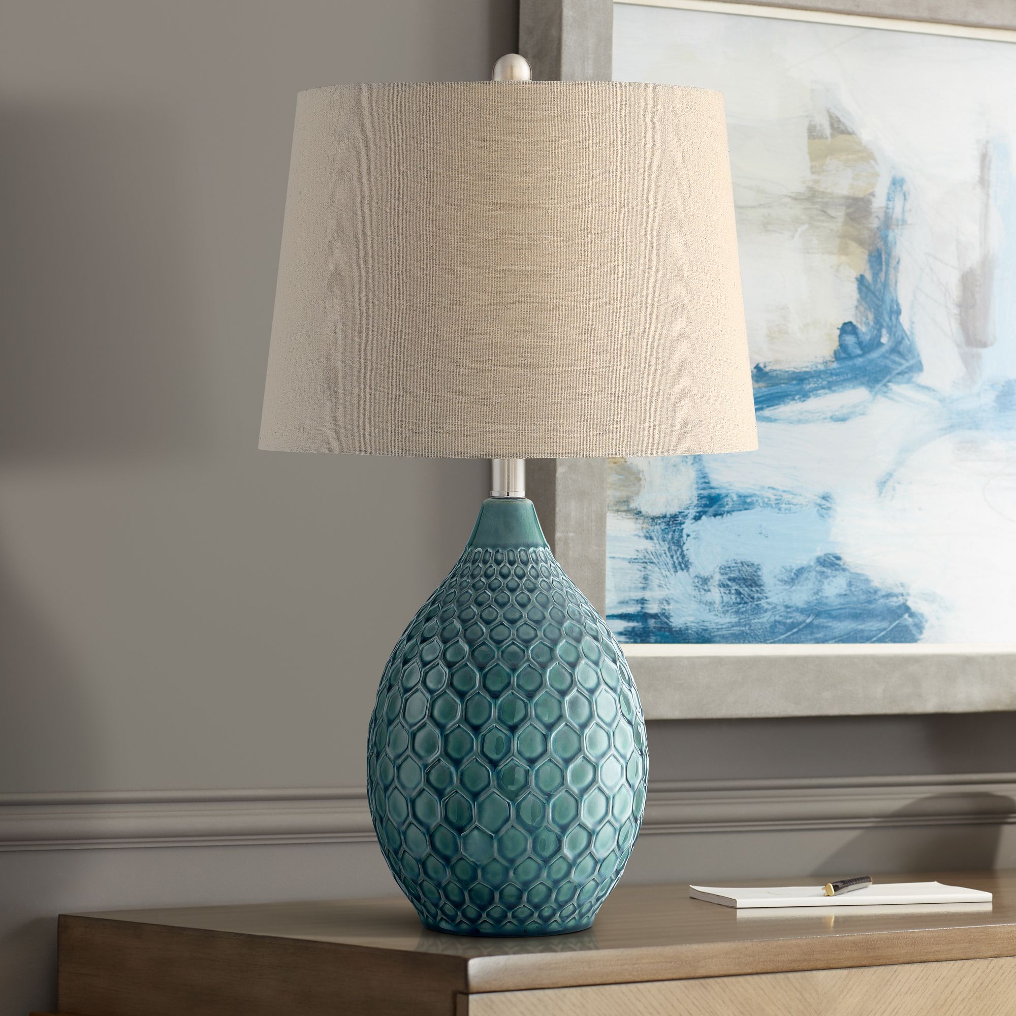 Possini Euro Kate 24 3/4" Sea Foam Ceramic Table Lamps Set of 2