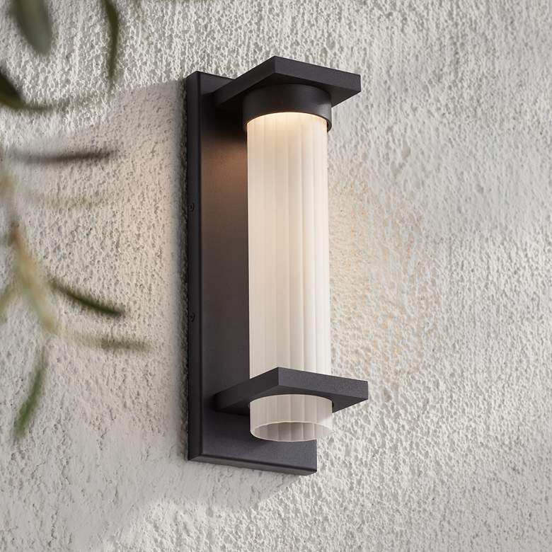 Image 2 Possini Euro Kathleen 14" High Sand Black LED Outdoor Wall Light