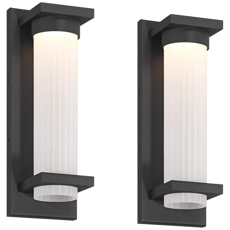Image 2 Possini Euro Kathleen 14" High Sand Black LED Wall Sconce Set of 2