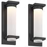 2_Possini Euro Kathleen 14" High Sand Black LED Wall Sconce Set of 2
