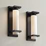 1_Possini Euro Kathleen 14" High Sand Black LED Wall Sconce Set of 2