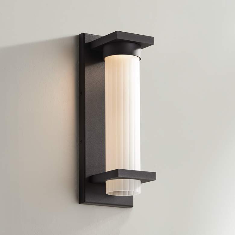 Image 1 Possini Euro Kathleen 14" High Sand Black LED Wall Sconce