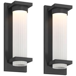 Possini Euro Kathleen 14"H Sand Black LED Outdoor Wall Light Set of 2