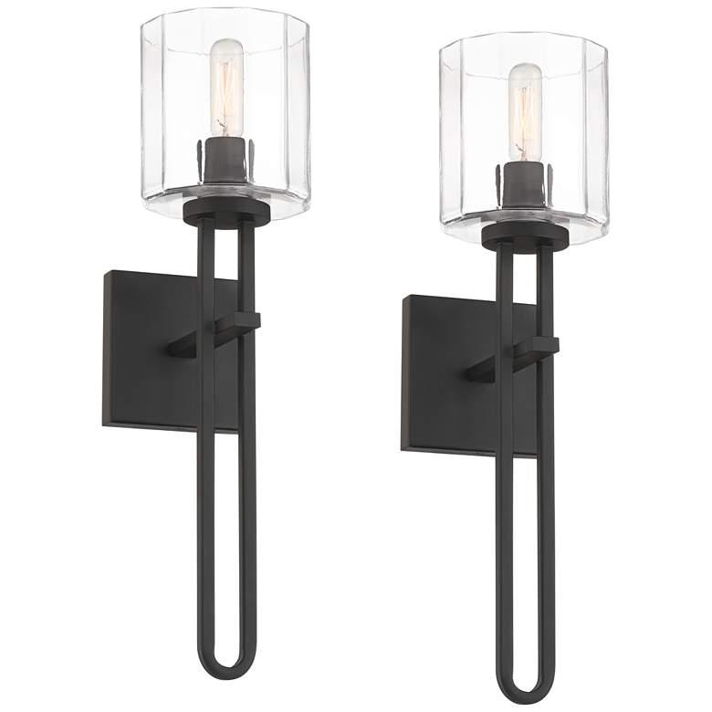 Image 2 Possini Euro Katrina 17 1/2" High Black Wall Sconce Set of 2