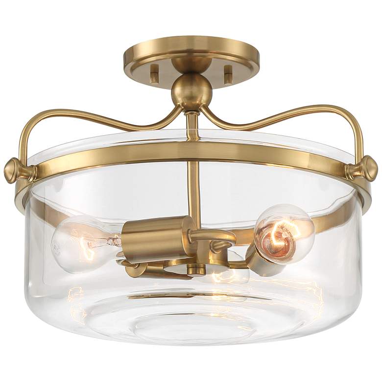 Image 2 Possini Euro Kavida 15 inch Wide Soft Gold 3-Light Ceiling Light