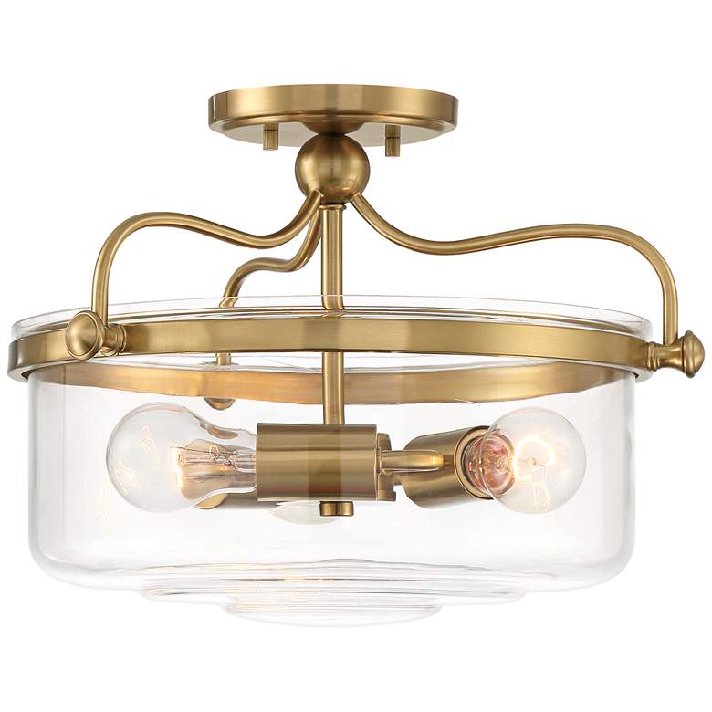 Image 7 Possini Euro Kavida 15 inch Wide Soft Gold 3-Light Ceiling Light more views