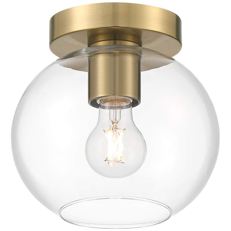 Image 2 Possini Euro Kavin 8" Wide Antique Brass Clear Glass Ceiling Light