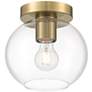 Possini Euro Kavin 8" Wide Antique Brass Clear Glass Ceiling Light